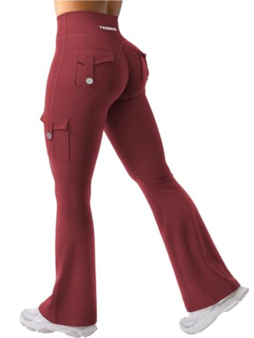 Flare Leggings High Rise Compression Hidden Scrunchie Bootcut Pockets